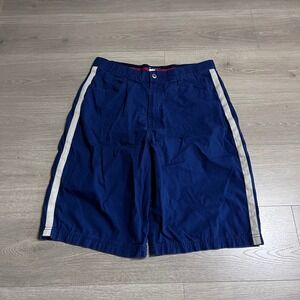 Vintage Tommy Jeans Mens Navy Blue Athletic Side Stripe Casual Shorts Size 33